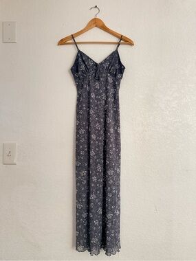 Floral Slip Maxi Dress in Charcoal Gray